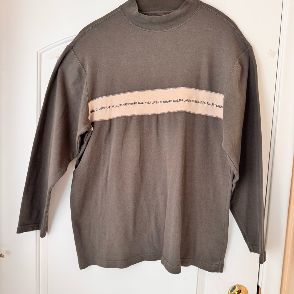 Ralph Lauren Chaps Olive Long Sleeve Mock Neck Shirt Mens XXL